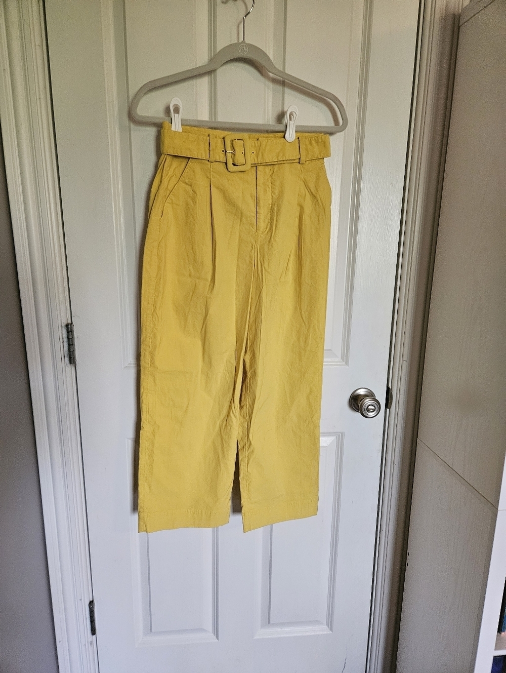 Anthropologie Yellow Belted Wide-Leg Pants - Picture 3 of 5